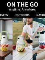 Portable Blender, 1000ml Capacity, Stainless Steel 12-Blade System, Portable Ice Crushing Juicer-for Shakes & Smoothies, BPA Free, 2 Leakproof-Lids & Straw, USB Rechargeable (green)