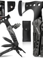 Camping Multitool Accessories Gifts for Men Dad 16 in 1 Upgraded Multi Tool Survival Gear with Axe Hammer Pliers Saw Screwdrivers Bottle Opener Whistle & Portable Sheath for Hiking,Fishing