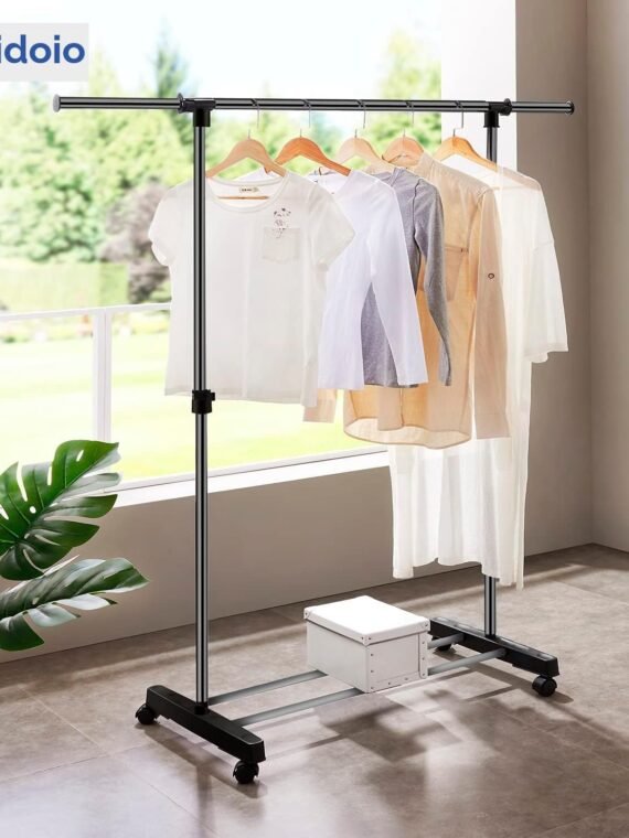 edihome, Clothes Hanger, Wardrobe, Clothes Hanger, Clothes Closet, Heavy Duty Metal and Portable with Wheels