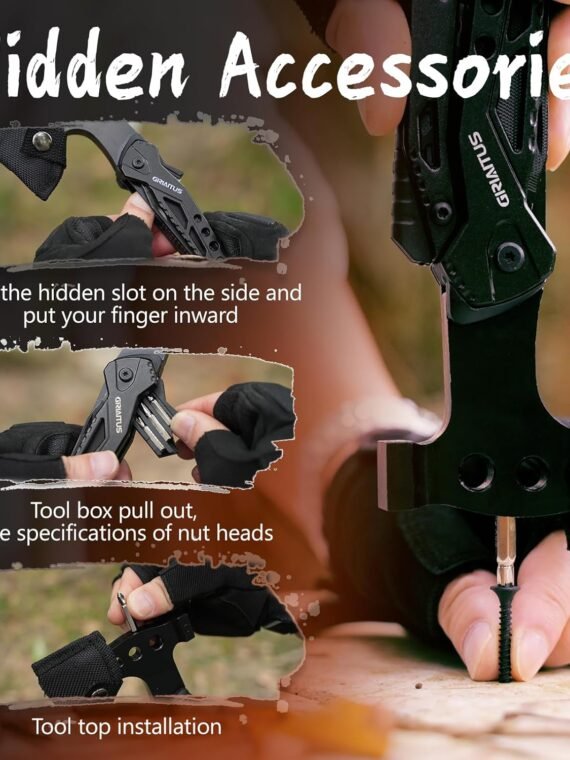 Camping Multitool Accessories Gifts for Men Dad 16 in 1 Upgraded Multi Tool Survival Gear with Axe Hammer Pliers Saw Screwdrivers Bottle Opener Whistle & Portable Sheath for Hiking,Fishing
