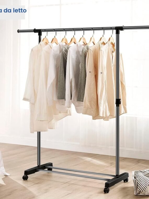 edihome, Clothes Hanger, Wardrobe, Clothes Hanger, Clothes Closet, Heavy Duty Metal and Portable with Wheels