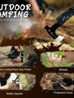 Camping Multitool Accessories Gifts for Men Dad 16 in 1 Upgraded Multi Tool Survival Gear with Axe Hammer Pliers Saw Screwdrivers Bottle Opener Whistle & Portable Sheath for Hiking,Fishing