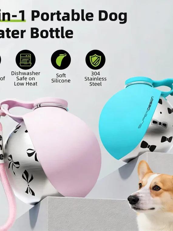 2-in-1 Portable Dog Water Bottle for Small Dogs - Leak-Proof