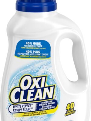 OxiClean White Revive Enzyme Laundry Stain Remover Liquid, Effective on Grease, Blood, Wine Stains and More - Colour Safe, Chlorine Bleach-Free, 1.47 L
