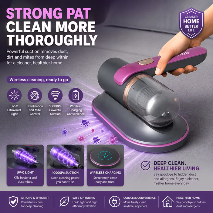 UV-C Mattress Vacuum Cleaner Portable Bed Vacuum