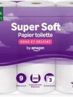 by Amazon Toilet Paper, 3 Ply Quilted, Soft and Silky, 9 Rolls (1 Packs of 9), 200 Sheets per Roll, FSC Certified