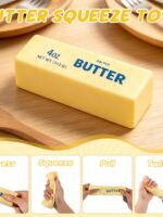 Lyreh Butter Squeeze Toy, Butter Stick Toys Slow Growth Relax PU Material for Office School Anxiety Relief and Decompression (Light Yellow)