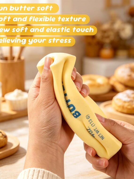 Lyreh Butter Squeeze Toy, Butter Stick Toys Slow Growth Relax PU Material for Office School Anxiety Relief and Decompression (Light Yellow)