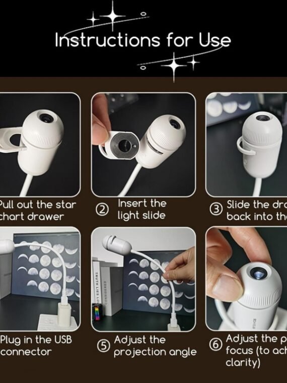 2-in-1 Galaxy Projector Night Light, Multifunctional Portable Starry Sky Night Light Projector with HD Films, USB Powered, Adjustable Brightness for Car and Bedroom Decoration (12PCS)