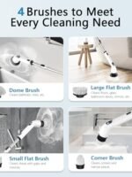 TUYU Electric Spin Scrubber, Full-Body IPX7 Waterproof Bathroom Scrubber with Power LCD Display, Adjustable Extension Handle, Cordless Shower Cleaner Brush for Bathtub Kitchen Wall Cleaning