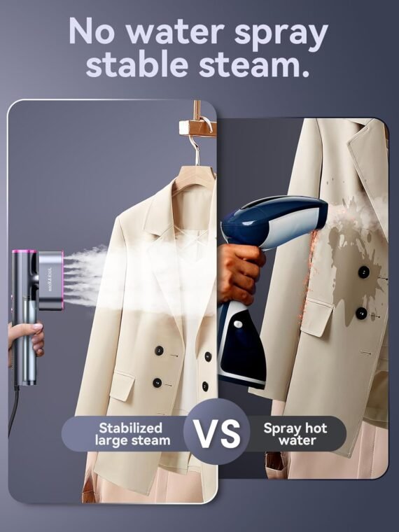 Jack ＆ Rose Travel Steamer for Clothes,100-220V Portable Steamer,15s Heat Up,Steamer ＆ Iron 2 In 1, Travel Size Garment Steamer,Large Ceramic Heat Panel,for Global ＆ Europe Traveling