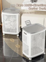 Laundry Basket with Wheels & Lid, Rolling Clothes Hamper with Lid for Laundry Room, College Dorm, Bathroom, Bedroom - Ventilated Plastic Storage Basket with Handle, White