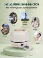 Mini USB-Rechargeable Silent Fan – Adjustable 3-Speed Handheld Turbine Fan for Outdoor, Desk & Smartphone Cooling
