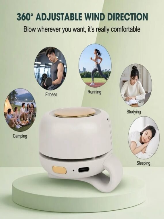 Mini USB-Rechargeable Silent Fan – Adjustable 3-Speed Handheld Turbine Fan for Outdoor, Desk & Smartphone Cooling