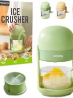 Hand-crank Portable Shaved Ice Maker with Divided Silicone Ice Mold, Makes Two-Color Slush, Manual Non-Electric Ice Crusher for Homemade Shaved Ice, Snow Ice & Cold Desserts