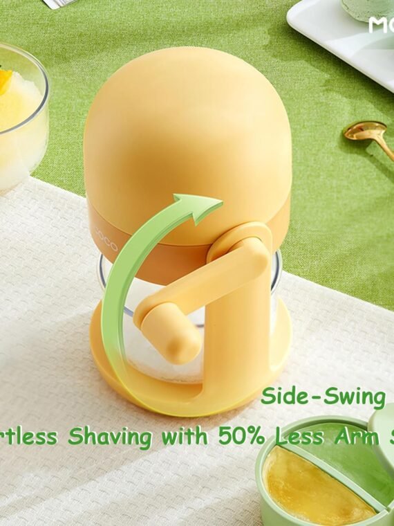 Hand-crank Portable Shaved Ice Maker with Divided Silicone Ice Mold, Makes Two-Color Slush, Manual Non-Electric Ice Crusher for Homemade Shaved Ice, Snow Ice & Cold Desserts