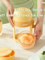 Hand-crank Portable Shaved Ice Maker with Divided Silicone Ice Mold, Makes Two-Color Slush, Manual Non-Electric Ice Crusher for Homemade Shaved Ice, Snow Ice & Cold Desserts